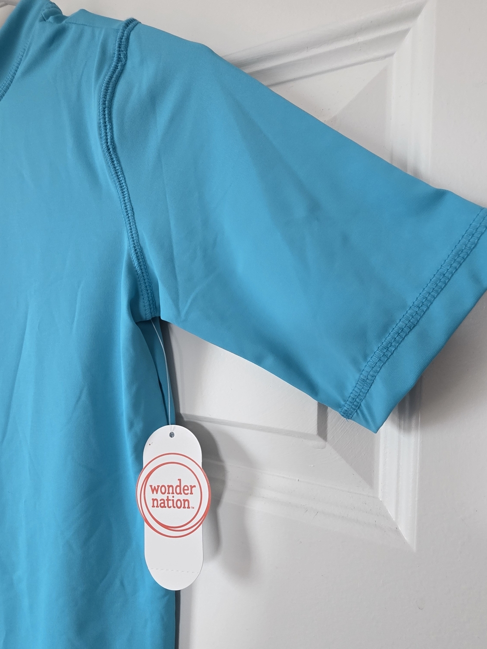 Wonder Nation Bright Turquoise Short Sleeve Rash Guard - Picture 4 of 7